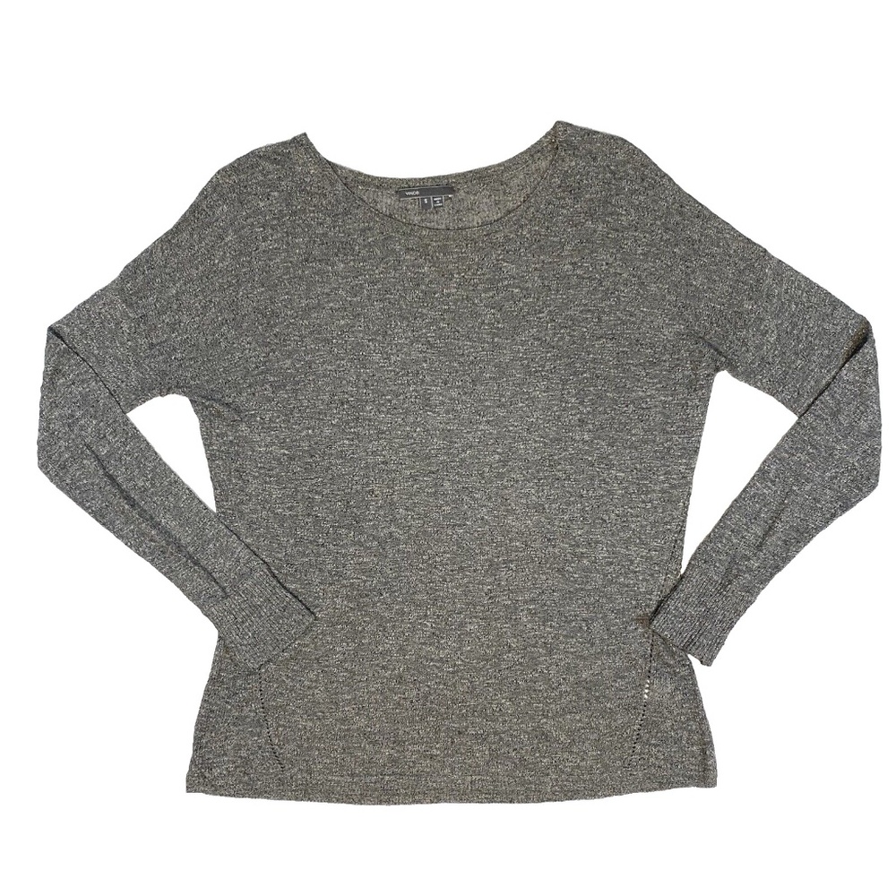 Vince Women's Size S Gray Viscose Linen Lightweight Sweater Pullover Long Sleeve
